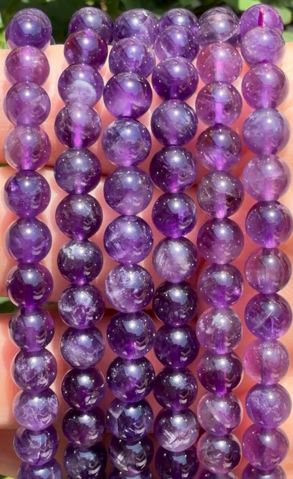 Wholesale Lot 6 Pcs Natural Amethyst 6mm 7.5” Crystal Healing Stretch Bracelet