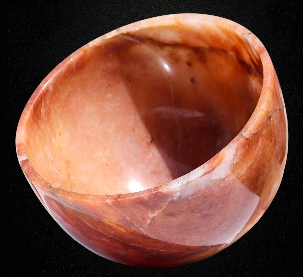 175MM Oranger Quarz Kristall Schale Rund Form Heilendes Edelstein Altar-Schale