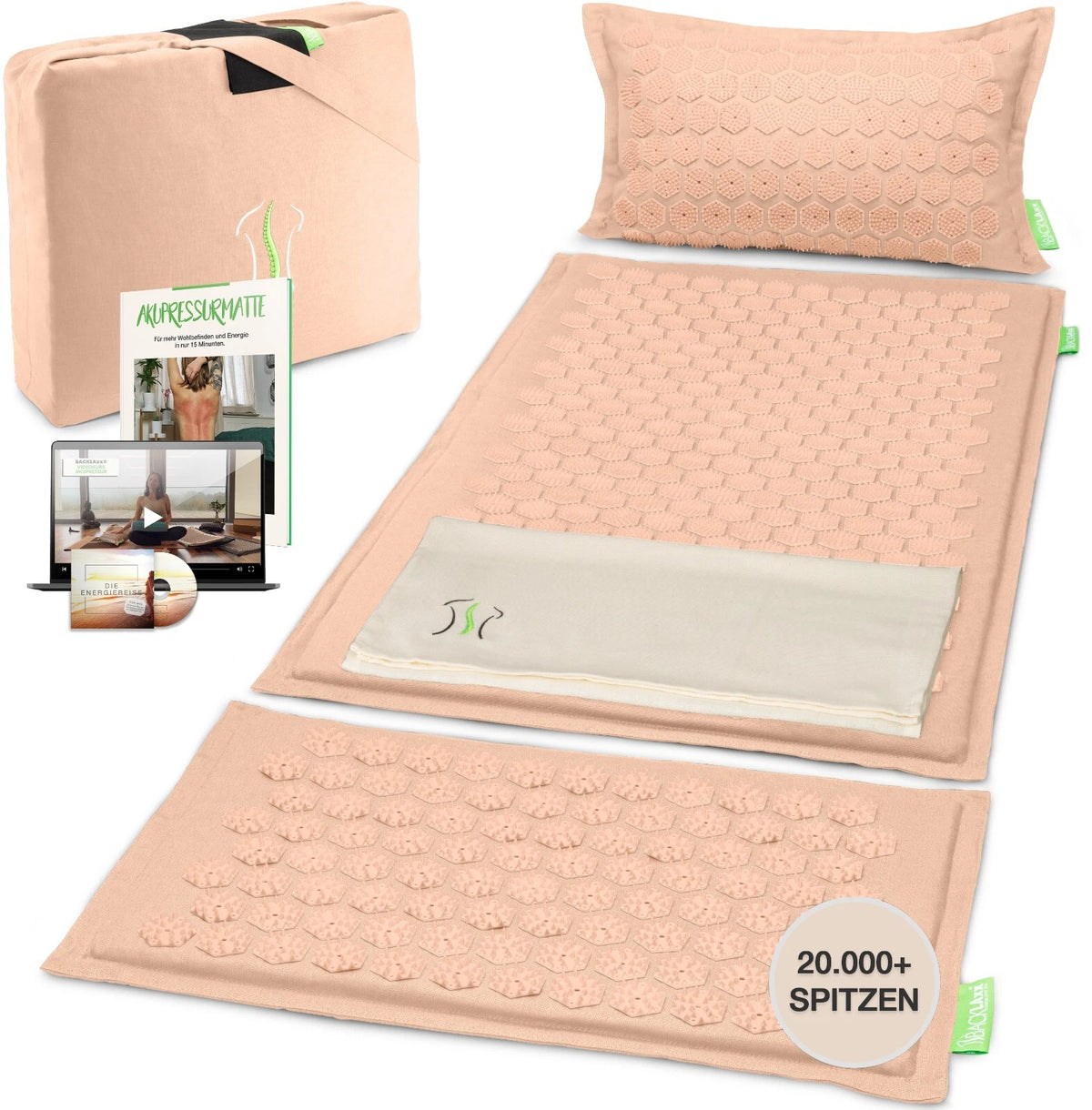 BACKLAxx® Akupressurmatt<wbr/>e XL Set mit Kissen Nadelmatte Massagematte Akupunktur