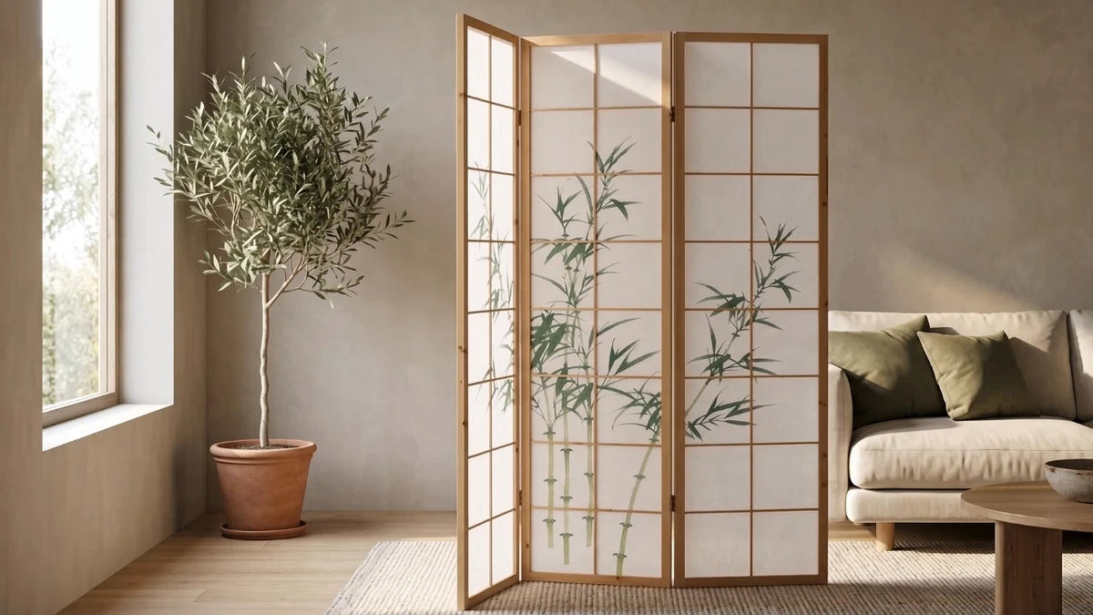 Raumteiler Trennwand Paravent Holz Massiv Sichtschutz Shoji Bambus Homestyle4u