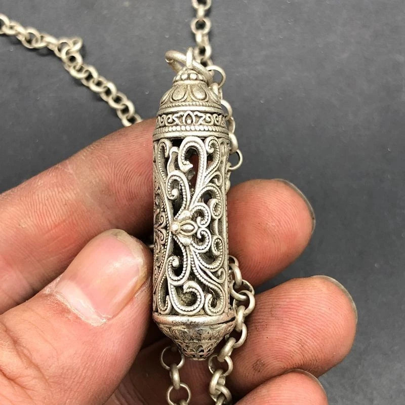 Vintage Tibetan Silver Collection Buddha Rulaifo Lucky Pendant Amulet Necklace