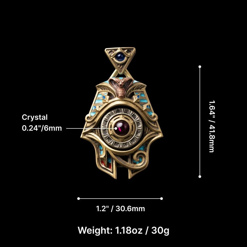 Eye of Horus Spinner Pendant, Egyptian Jewelry Gifts for Men, Protection Amulet