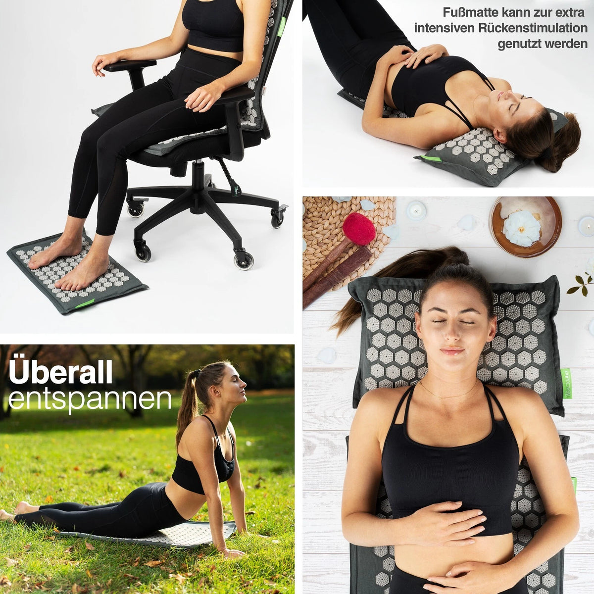 BACKLAxx® Akupressurmatt<wbr/>e XL Set mit Kissen Nadelmatte Massagematte Akupunktur