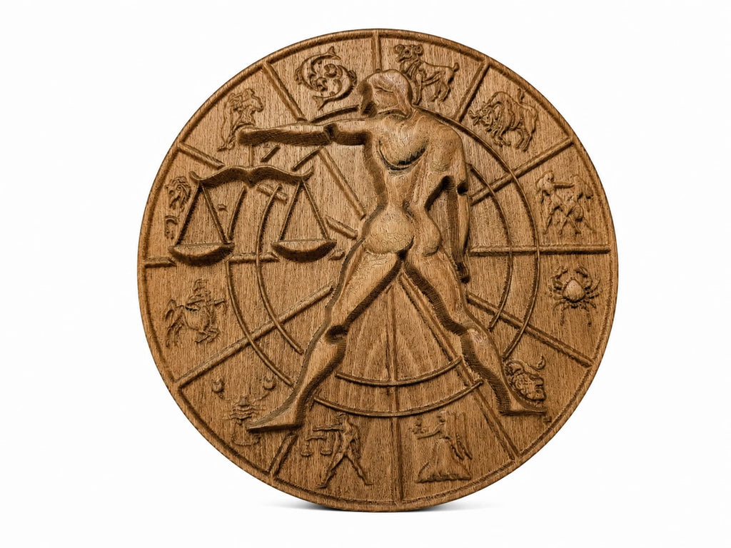 Handmade Zodiac Signs Wall Art Set Wood Carving Astrology Decor 12 Horoscope