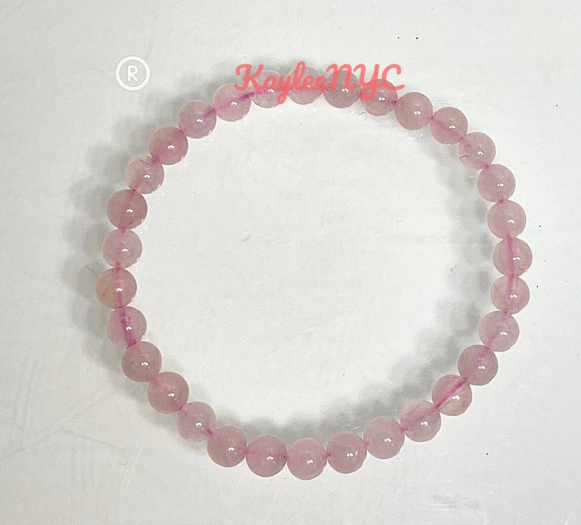 Wholesale 6 Pcs Natural Rose Quartz 6mm 7.5” Crystal Healing Stretch Bracelet