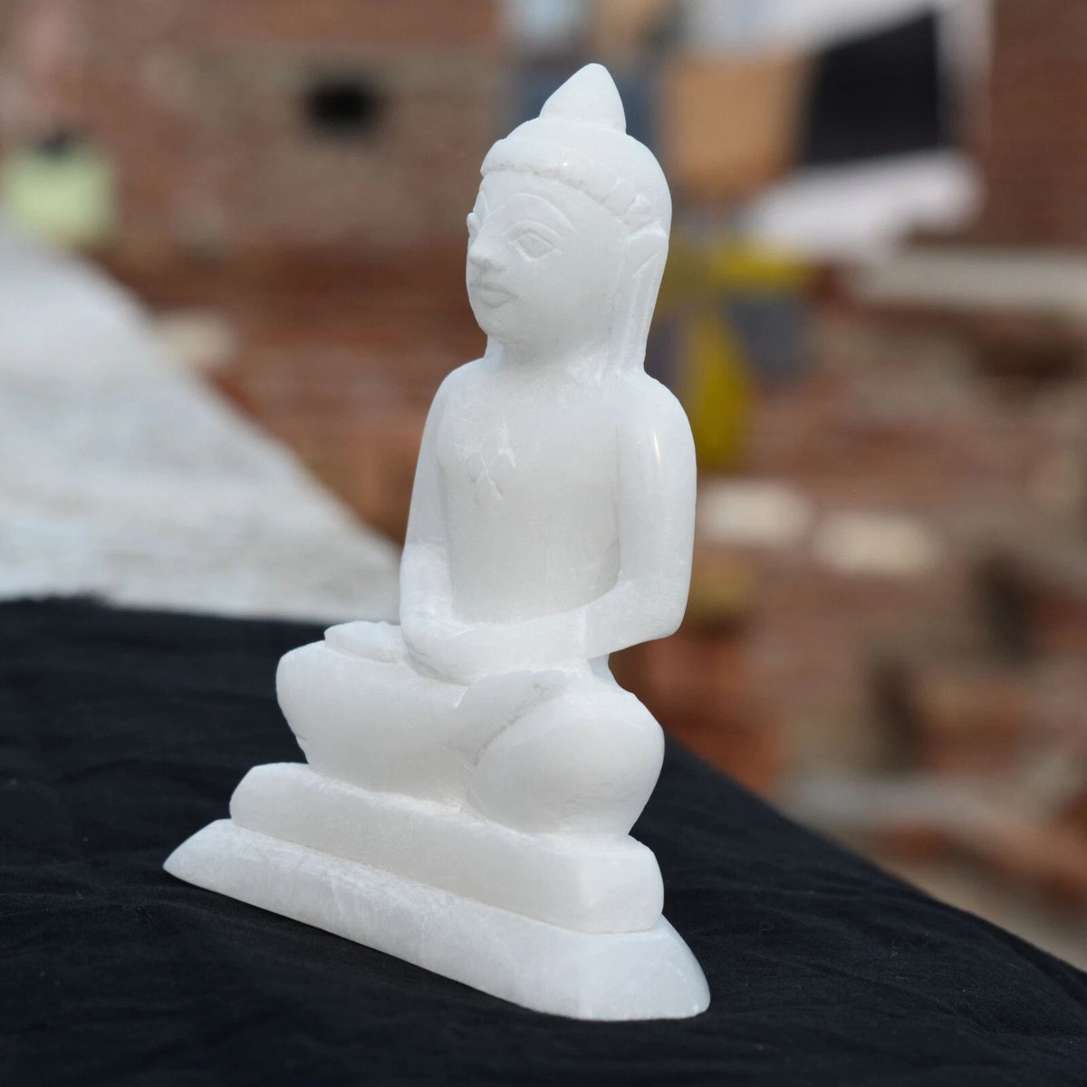 Marble Mahavir Swami Spiritual Statue Jain Temple Decor Meditation and Worship