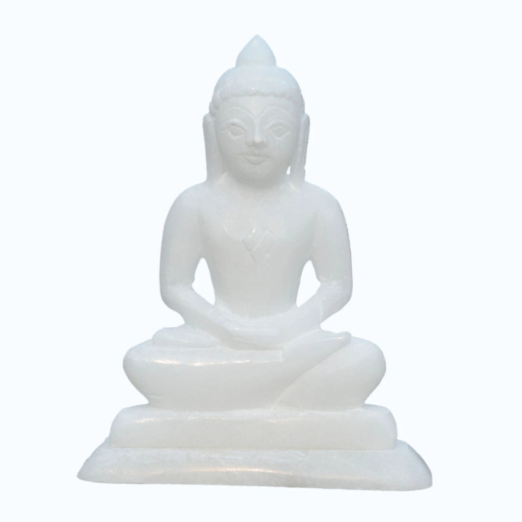 Marble Mahavir Swami Spiritual Statue Jain Temple Decor Meditation and Worship