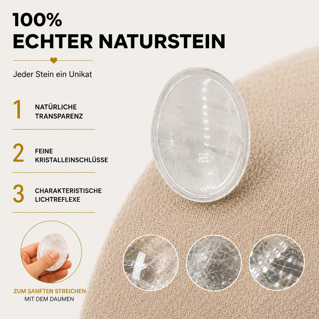 PURAJA Sorgenstein: Bergkristall | Daumenstein aus Naturstein | Worry Stone