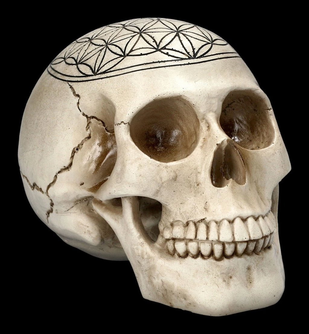 Totenkopf Heilige Geometrie - Blume des Lebens - spirituelle Schädel Figur - Dek