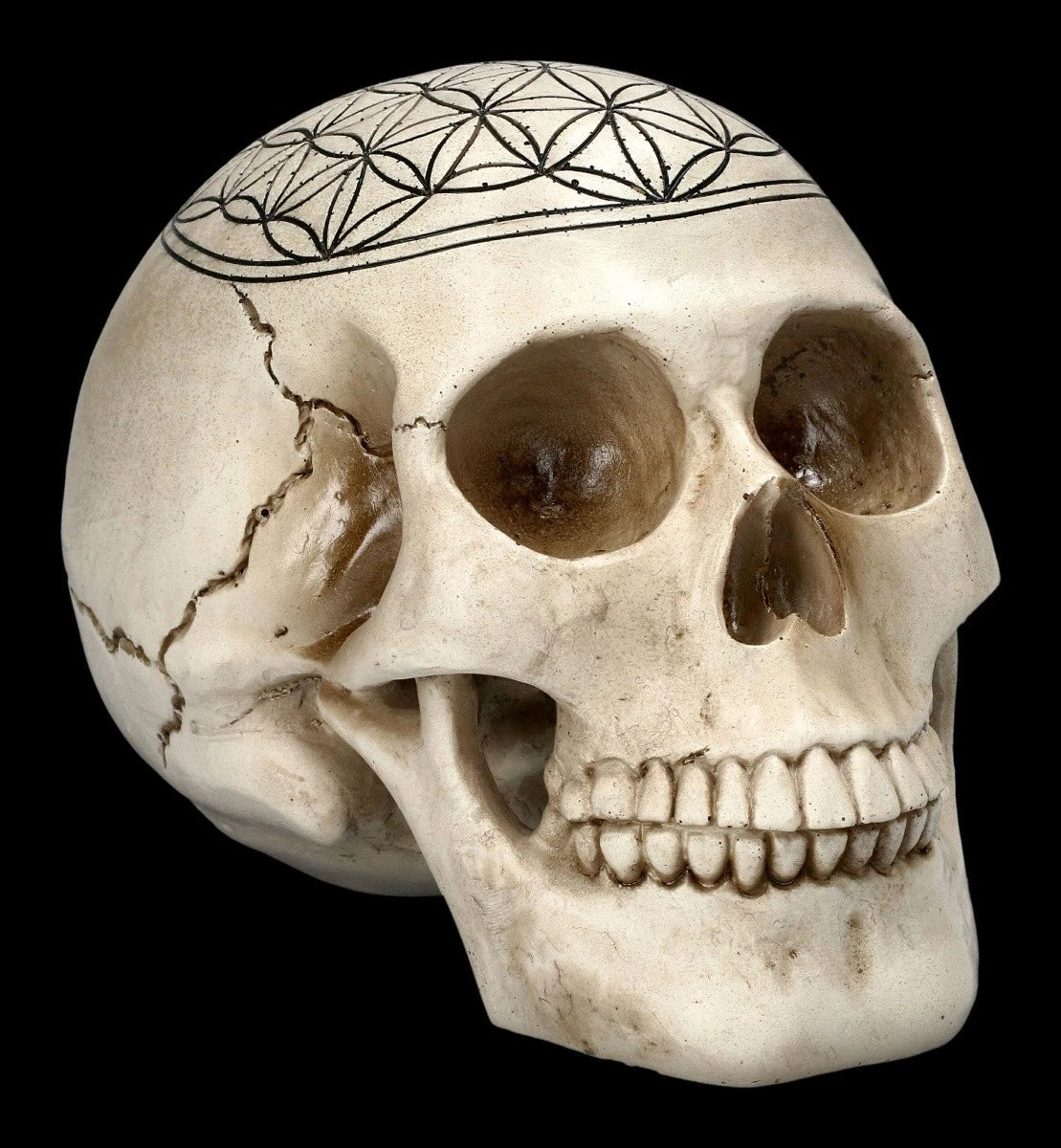 Totenkopf Heilige Geometrie - Blume des Lebens - spirituelle Schädel Figur - Dek