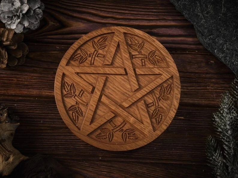 Pentagrammtafe<wbr/>l, heidnisches Altardekor, Hexentafel, Altarständer, Altar,