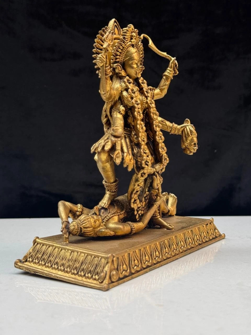 Brass Kali Mata Statue Hindu Goddess Idol for Home Temple Spiritual Decor