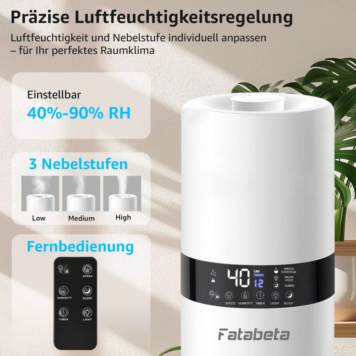 9L Luftbefeuchter Ultraschall Raumbefeuchter Mit Intelligenter Feuchteregelun<wbr/>g