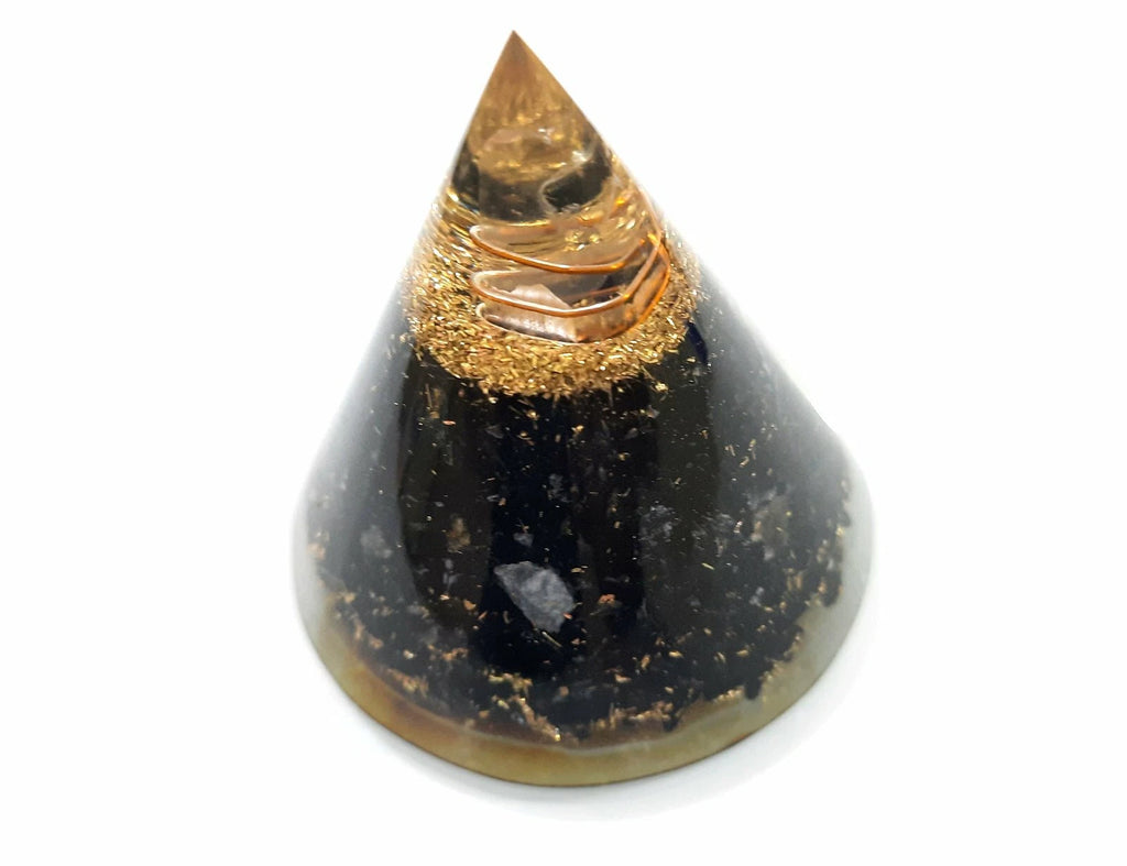 Tourmaline Orgone Pyramid Chakra Aura Cleansing Pyramid With Crystal Point big