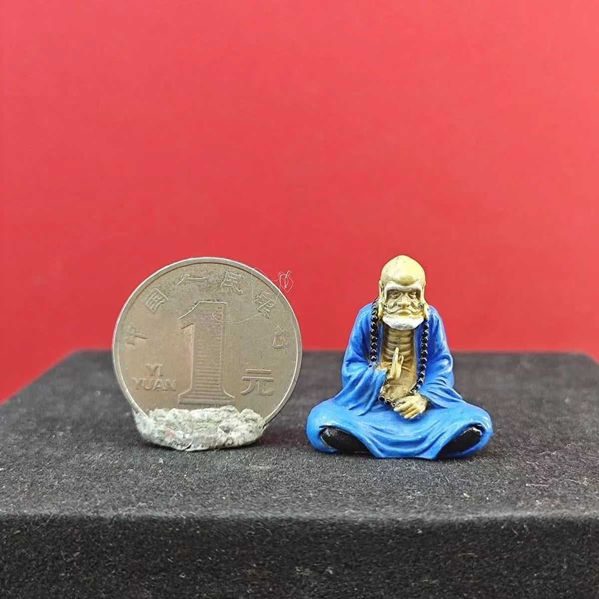 Mini Painted Bodhidharma Statue, Zen Monk Figurine for Meditation &amp; Home Decor