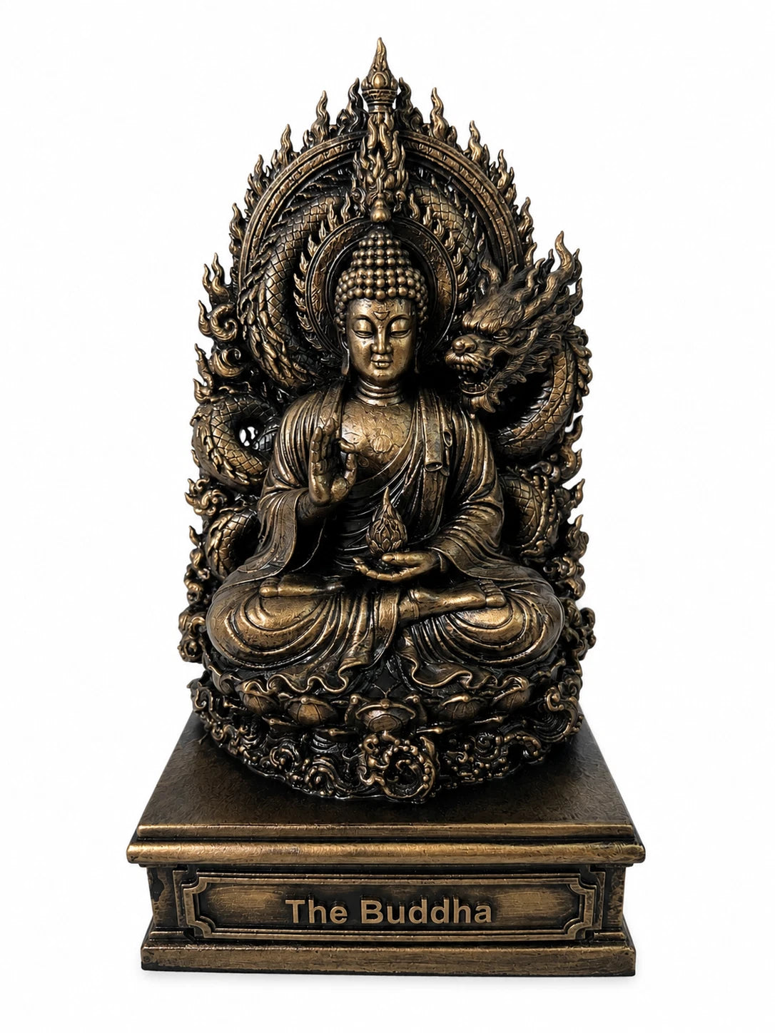 Buddha Statue Meditation Figur Zen Skulptur Spirituelle Deko Bronze Optik 24cm