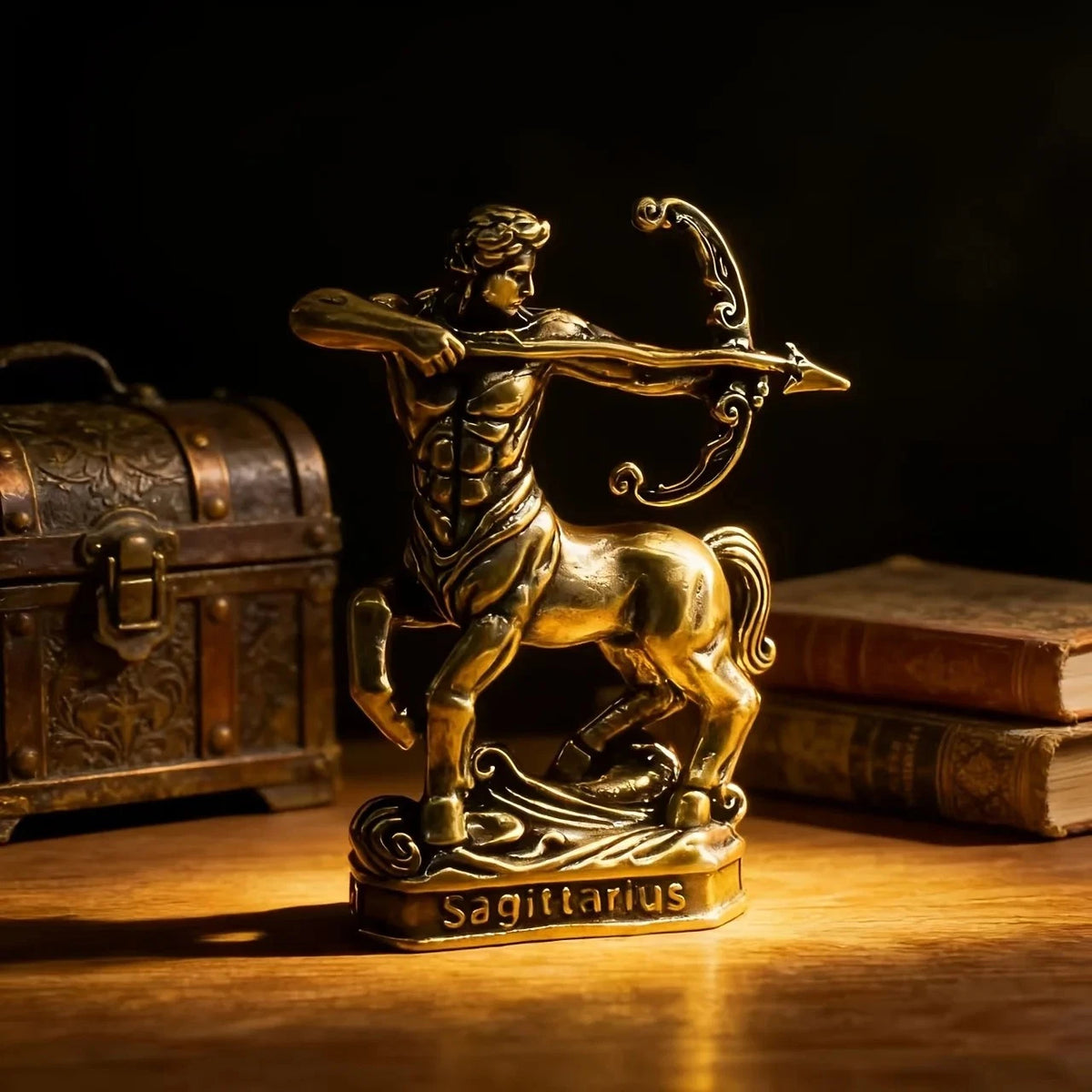 Brass Zodiac Sign Figurine Vintage Constellation Statue Home Office Decor