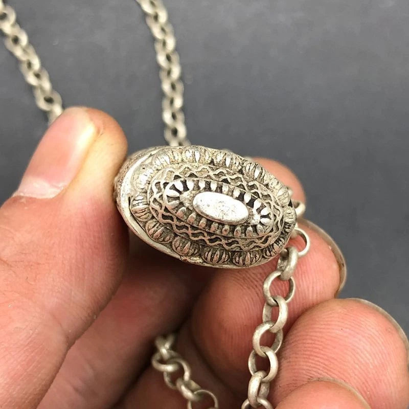 Vintage Tibetan Silver Collection Buddha Rulaifo Lucky Pendant Amulet Necklace