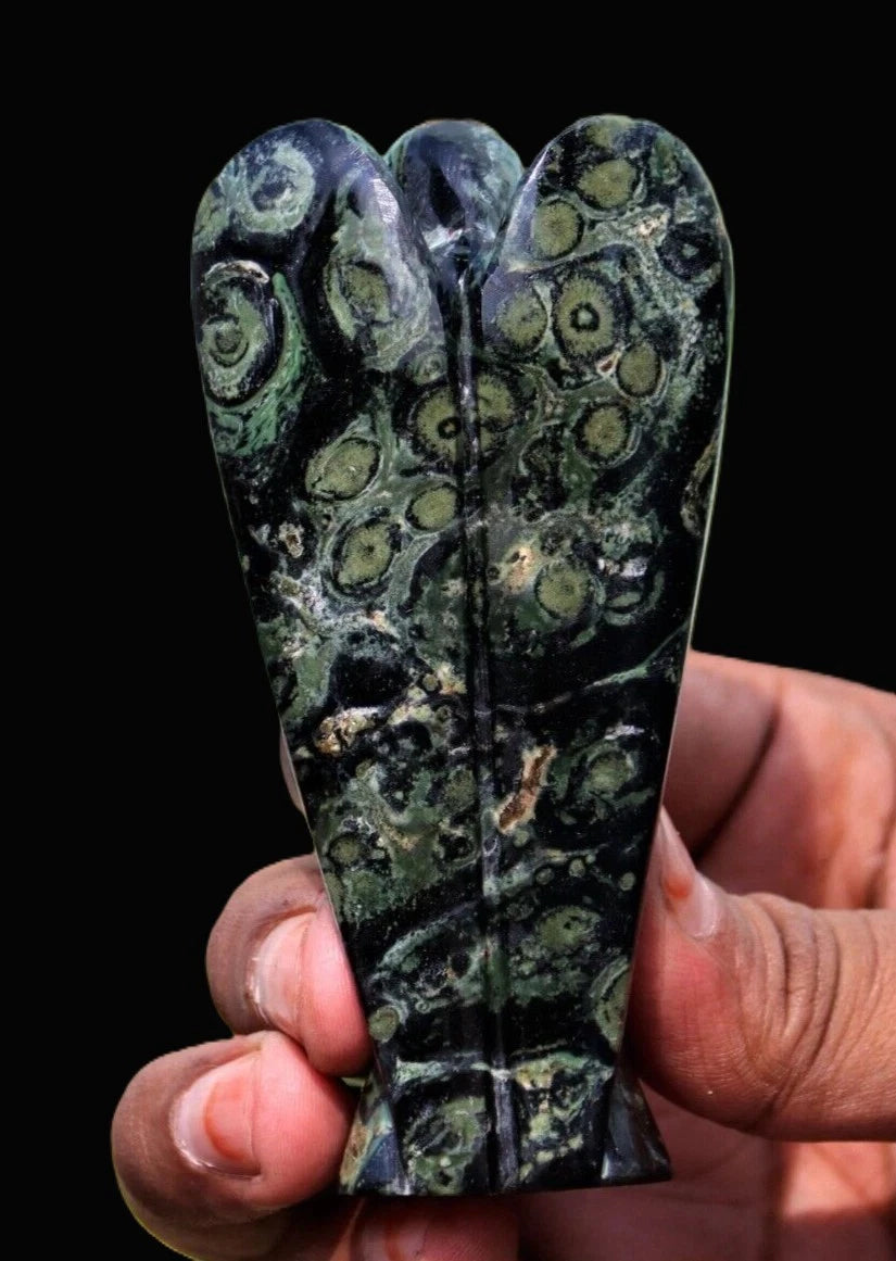 100MM Kambaba-Jaspis Engel Natürliche Heilstein Figur Spirituelle Flügel