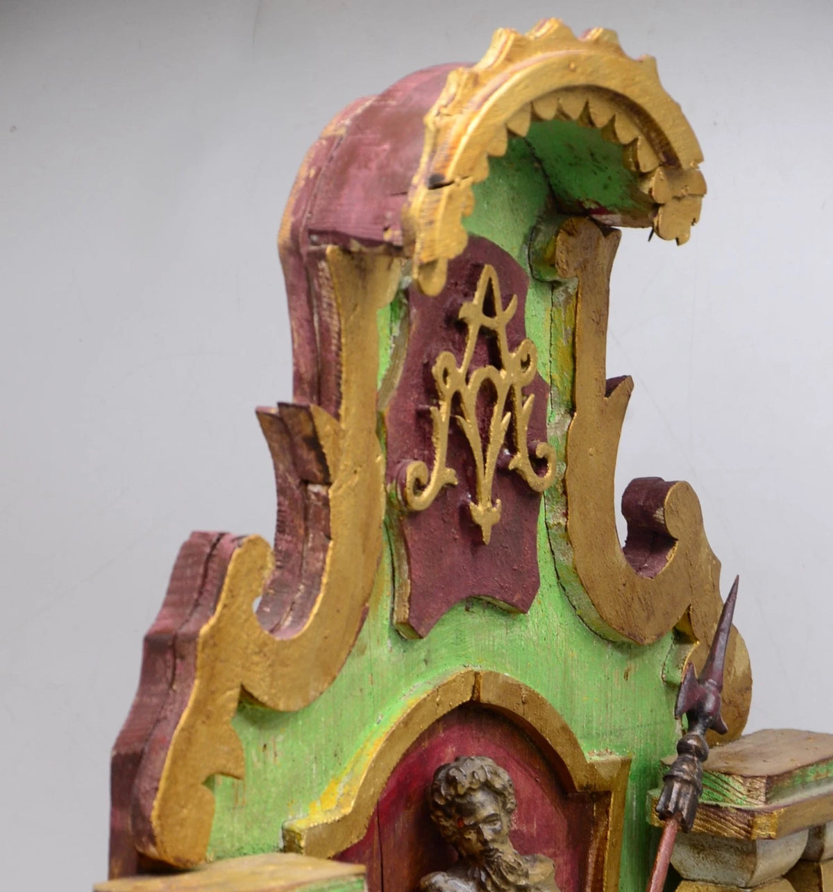 ANTIKER ALTAR Hausaltar Barock geschnitzt Heiligenfigur Monstranz gefasst 70cm