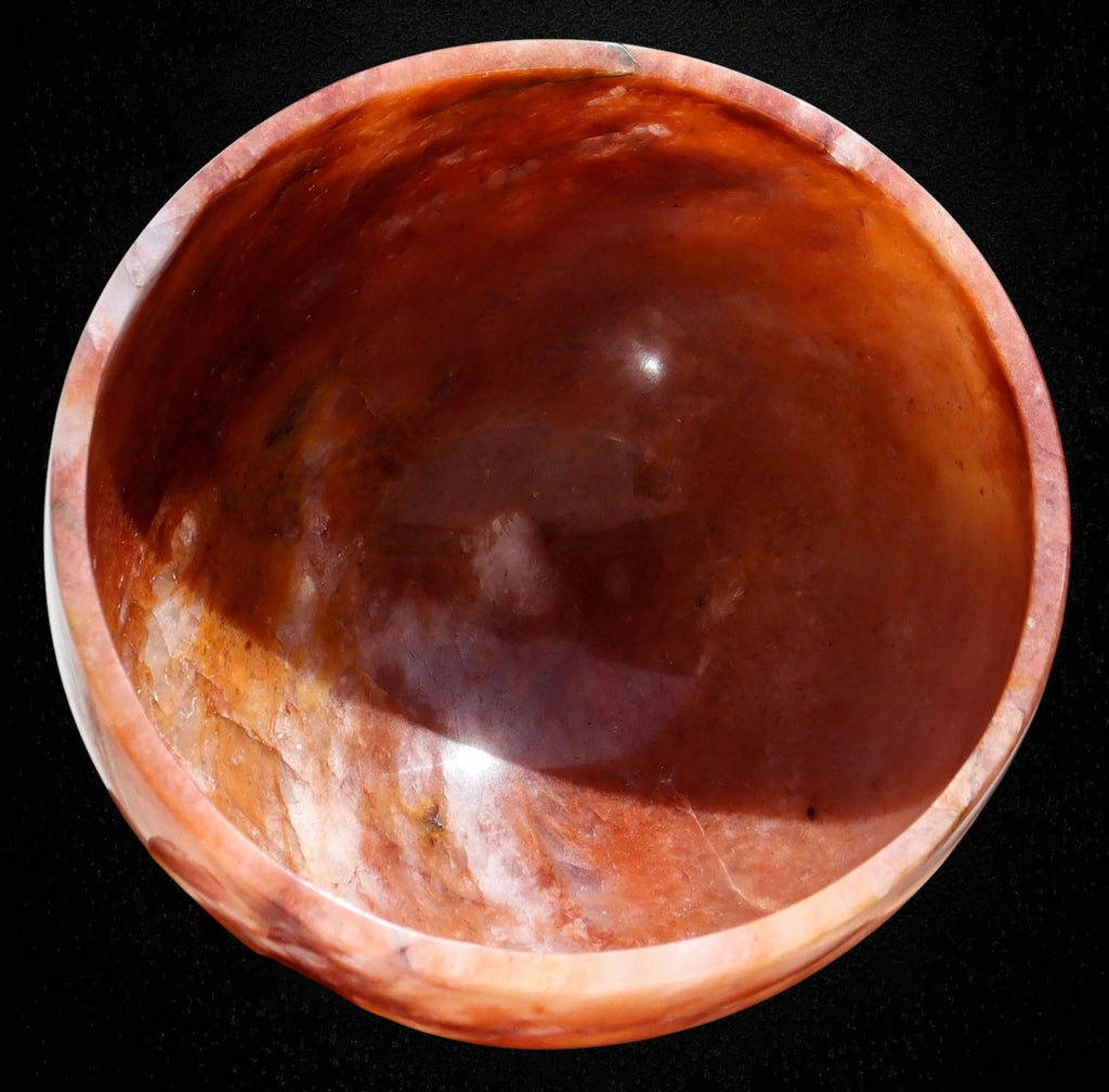 175MM Oranger Quarz Kristall Schale Rund Form Heilendes Edelstein Altar-Schale