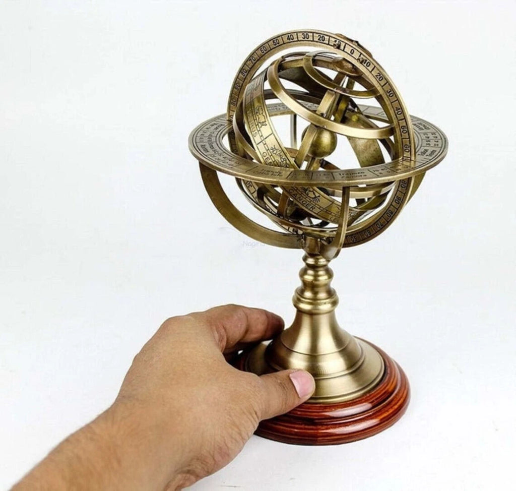 Messing Armillarkugel Astrolabium Tischkugel Astrologie drehbare Schilder Dekor