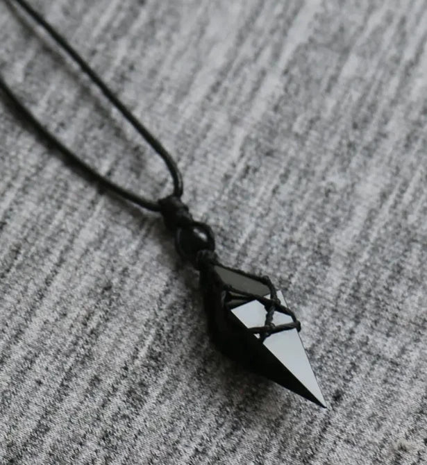 Real Black Obsidian Amulet Healing Strength Protection Pendant Unisex Necklace