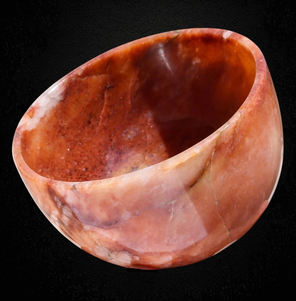 175MM Oranger Quarz Kristall Schale Rund Form Heilendes Edelstein Altar-Schale