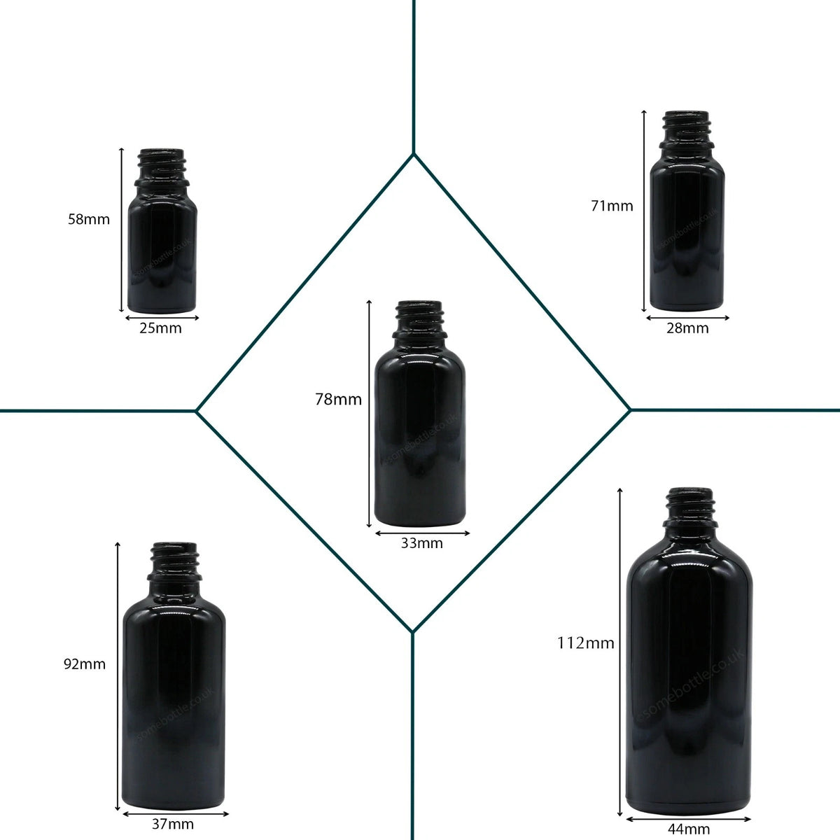SCHWARZ Glas Tropferflasche mit Pipette Augentropfen Öle Aromatherapie Großhandel
