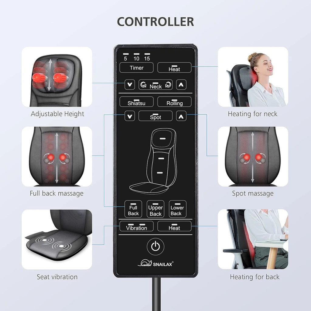 Shiatsu Massagesitzauf<wbr/>lage mit Wärme Knetmassage &amp; Vibration Rücken &amp; Ganzkörper