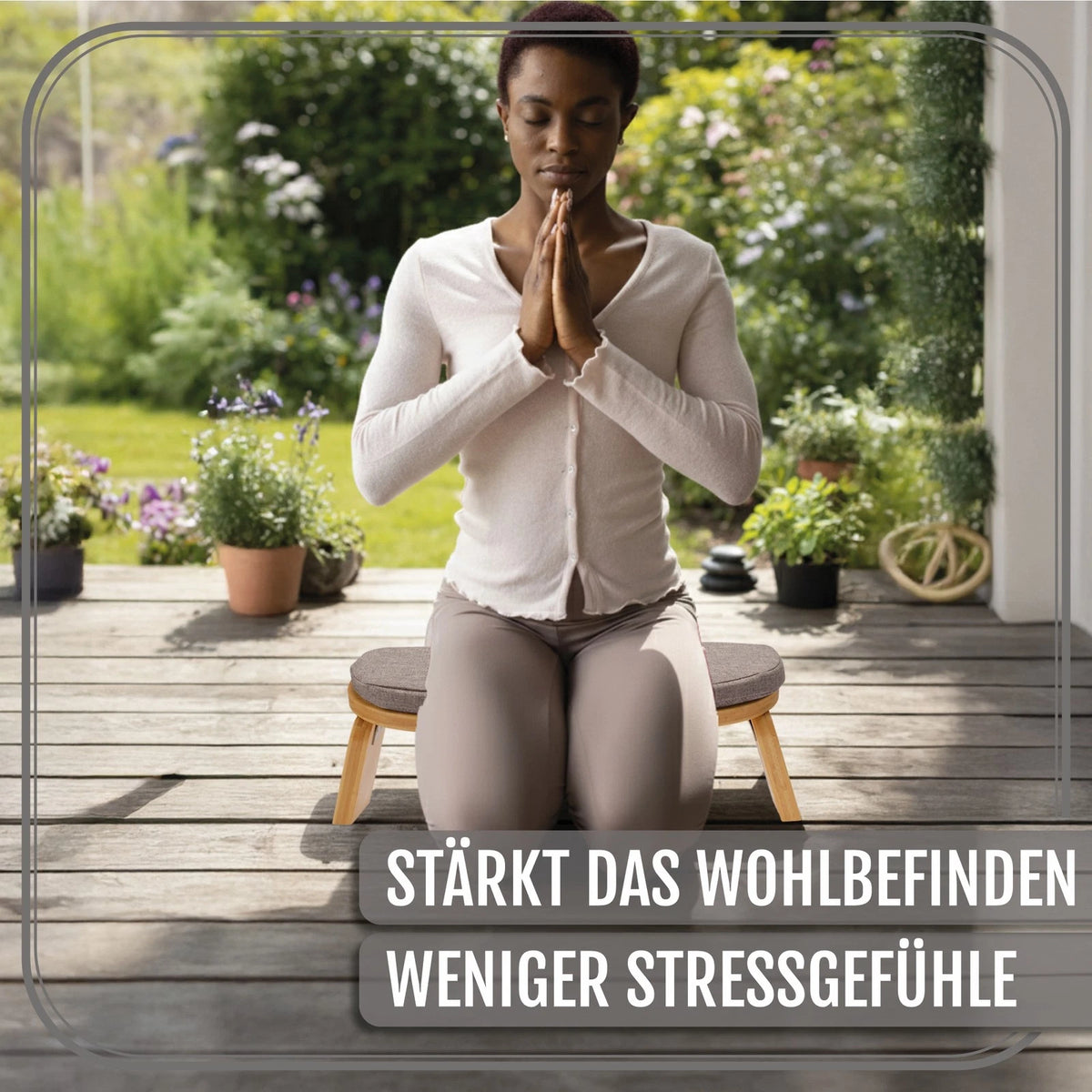 Meditationsban<wbr/>k Klappbar 44x18 cm inkl. Kissen Yogahocker Yogakissen Sitzbank