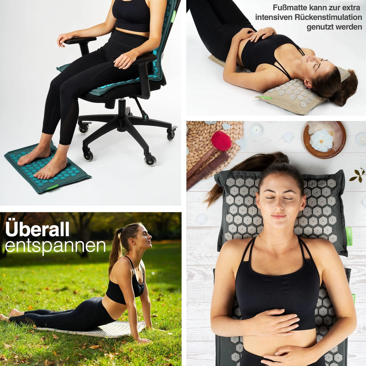 BACKLAxx® Akupressurmatt<wbr/>e XL Set mit Kissen Nadelmatte Massagematte Akupunktur