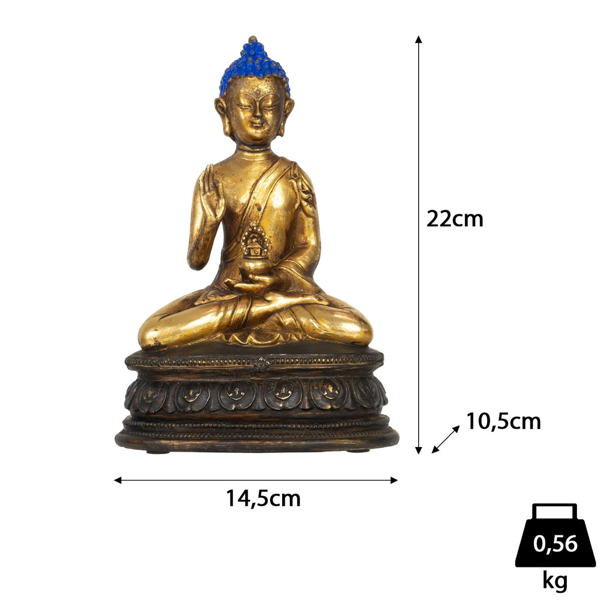 Buddhafigur gold sitzend 14,5 x 10,5 x 22 cm Dekofigur Polyresin spirituell