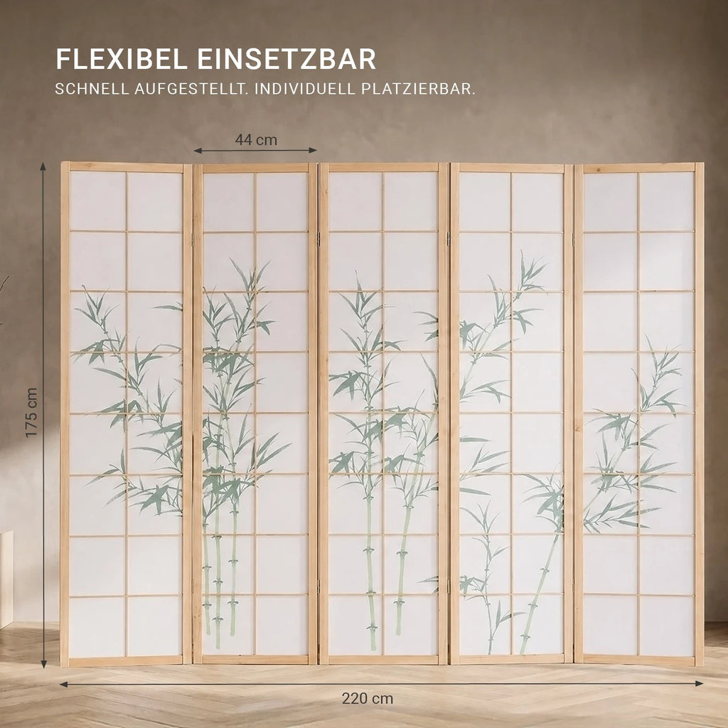 Raumteiler Trennwand Paravent Holz Massiv Sichtschutz Shoji Bambus Homestyle4u