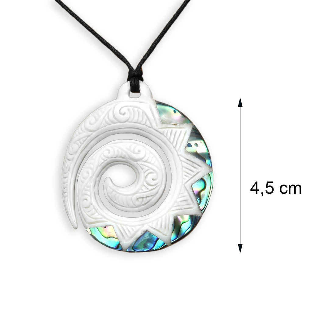 Tribal Amulett Anhänger mit Band Kette Maori Koru Spirale PB415