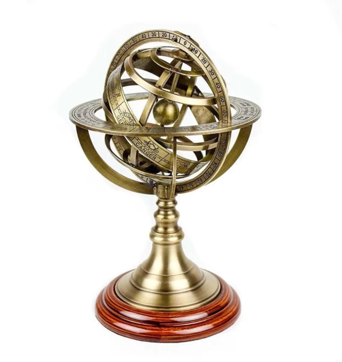 Messing Armillarkugel Astrolabium Tischkugel Astrologie drehbare Schilder Dekor