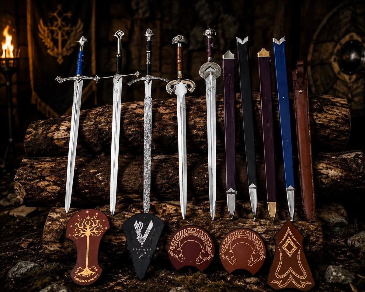 LOTR Sword Lot 5 Narsil Anduril, Glamdring, Eowyn Herugrim, Witch King Gift Him
