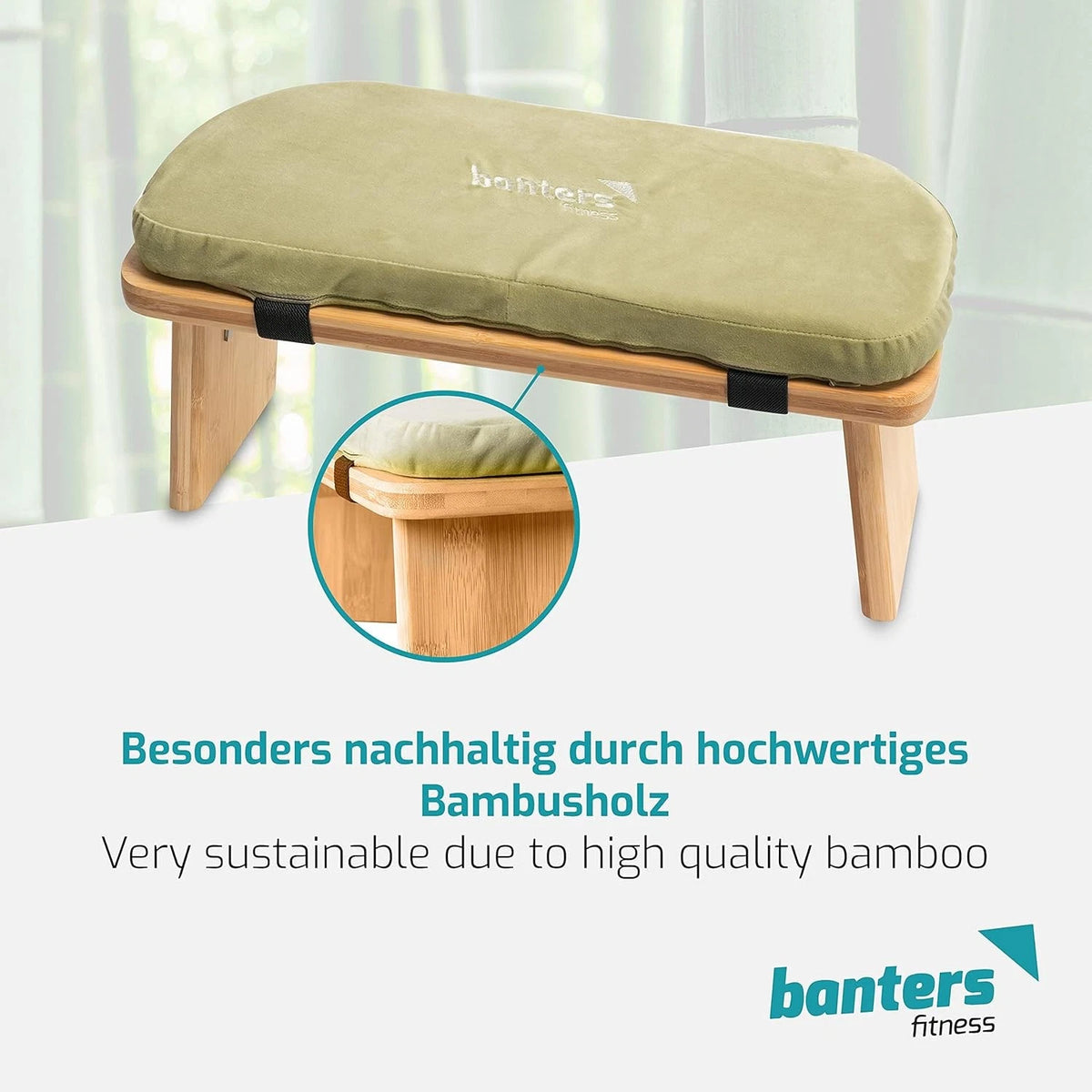 Banters Meditationsban<wbr/>k aus Bambus, klappbarer Meditationshoc<wbr/>ker mit Kissen