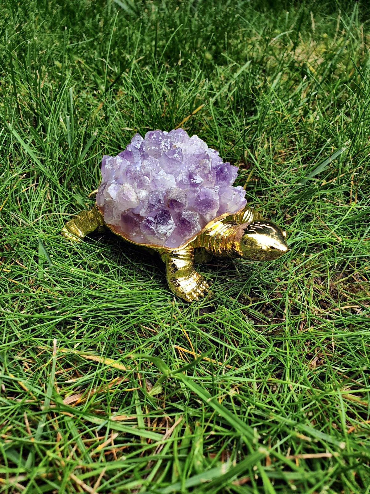 Amethyst Schildkröte – Spiritueller Schutz &amp; Heilstein Energie Figur Glück neu