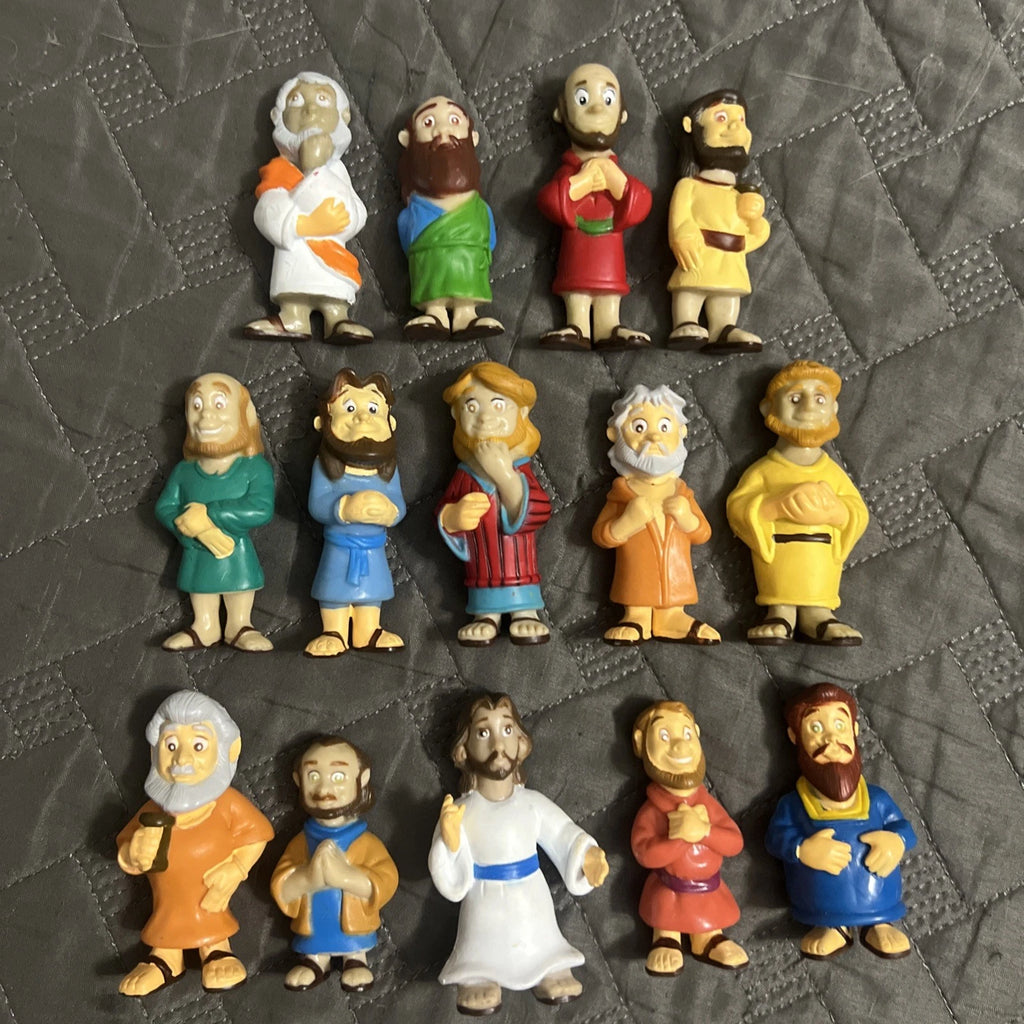 Set Of 14 Real Stories From The Bible Toys Rubber Figurines Jesus Christian