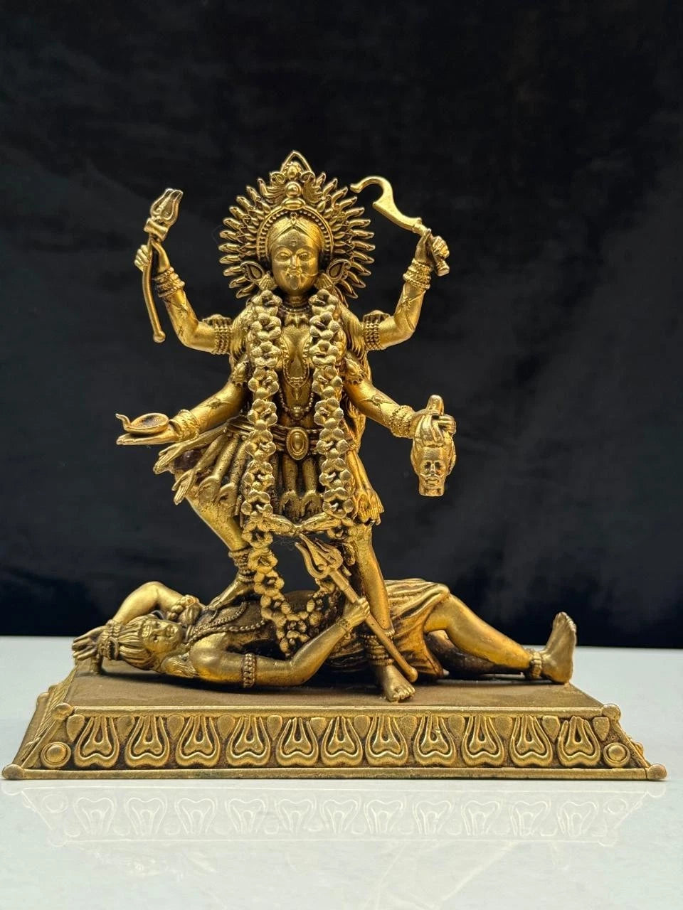Brass Kali Mata Statue Hindu Goddess Idol for Home Temple Spiritual Decor