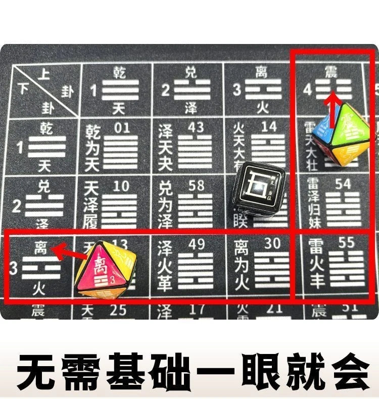 I Ching 64 Hexagrams Mouse Pad Set Dice Mat Teaching Guide Divination Tools