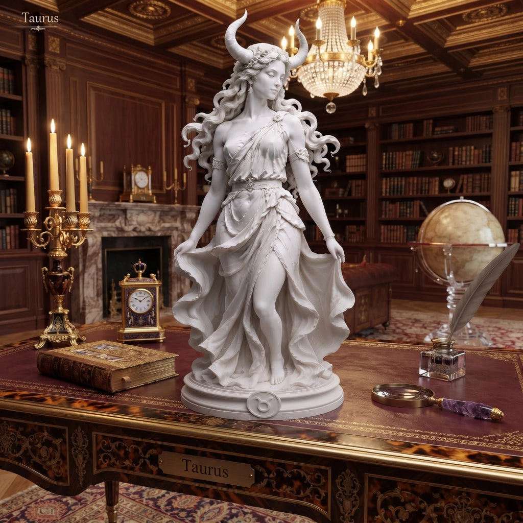 Taurus Zodiac Sculpture, 20 cm Resin Statue, Astrology Home Decor