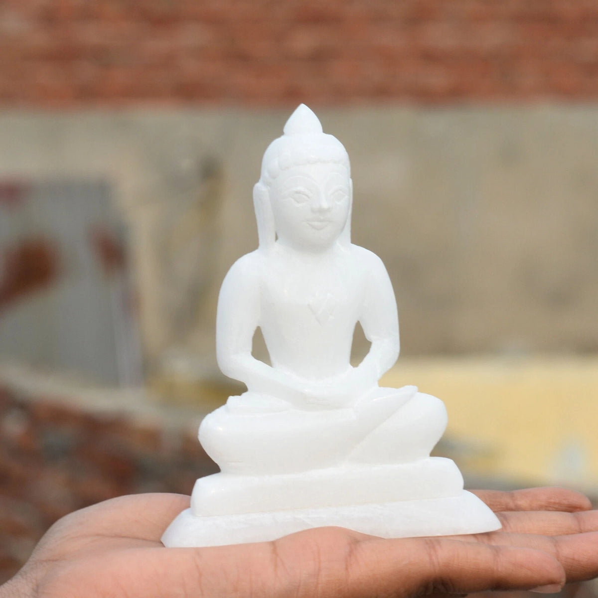 Marble Mahavir Swami Spiritual Statue Jain Temple Decor Meditation and Worship
