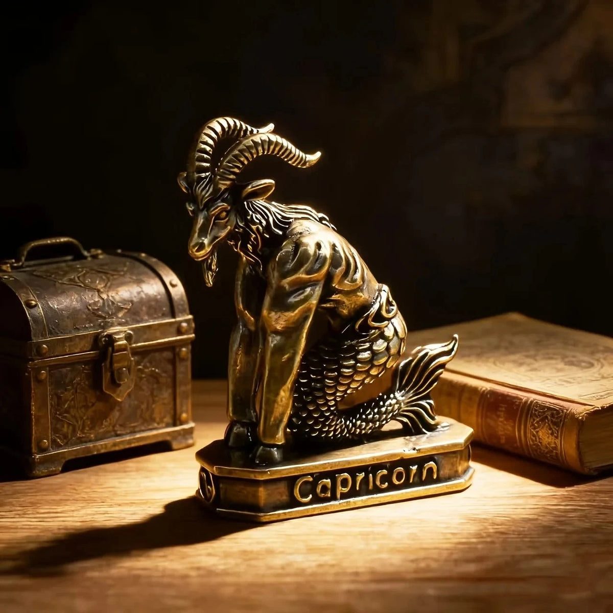 Brass Zodiac Sign Figurine Vintage Constellation Statue Home Office Decor