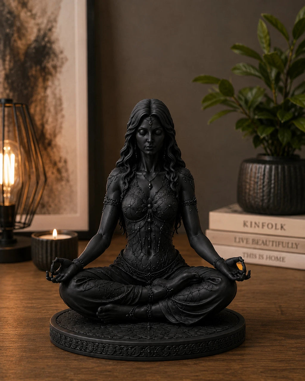 Meditierende Frau Figur, Yoga Meditation Statue, Spirituelle Boho Wohndeko