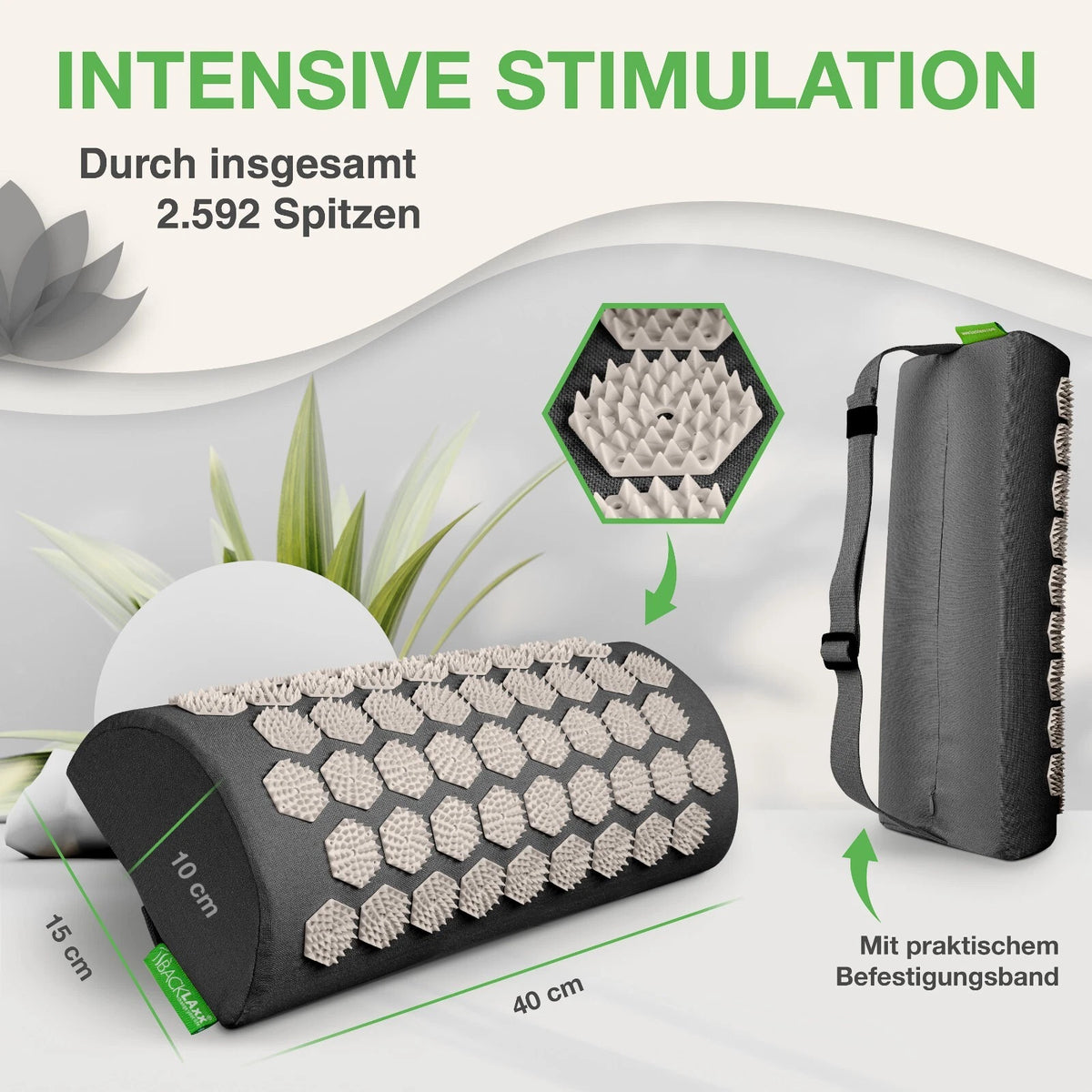 BACKLAxx ® Akupressur Nackenrolle - 2592 Spitzen - mit Befestigungsba<wbr/>nd