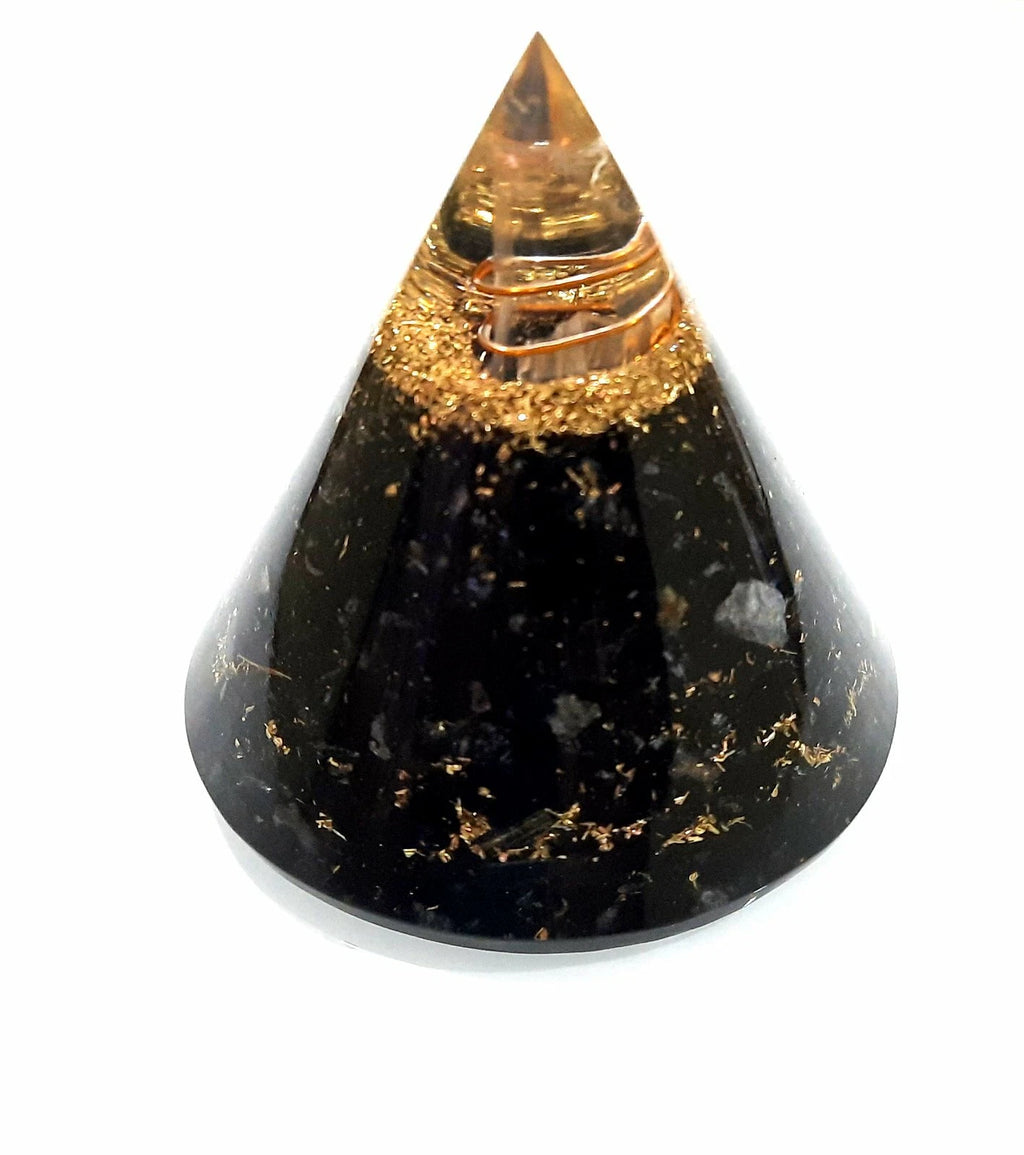 Tourmaline Orgone Pyramid Chakra Aura Cleansing Pyramid With Crystal Point big