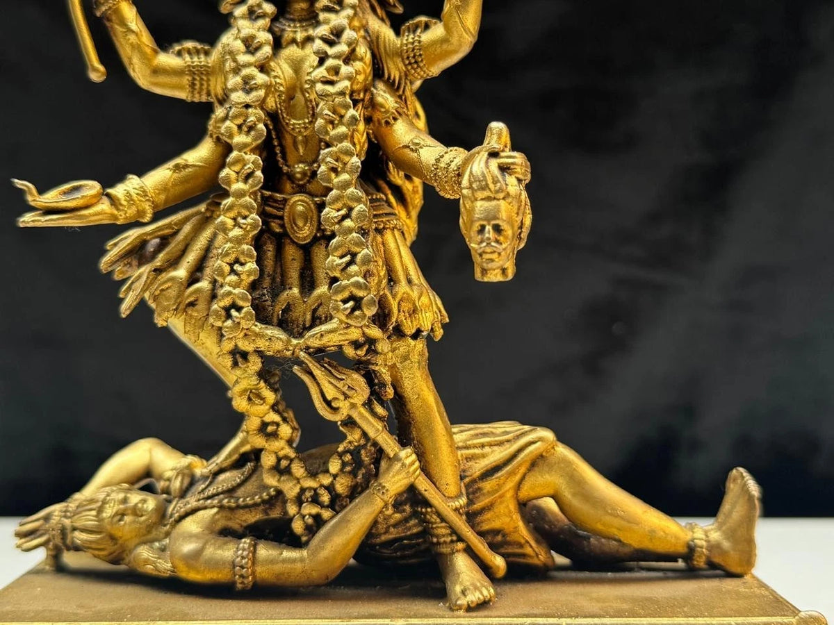 Brass Kali Mata Statue Hindu Goddess Idol for Home Temple Spiritual Decor