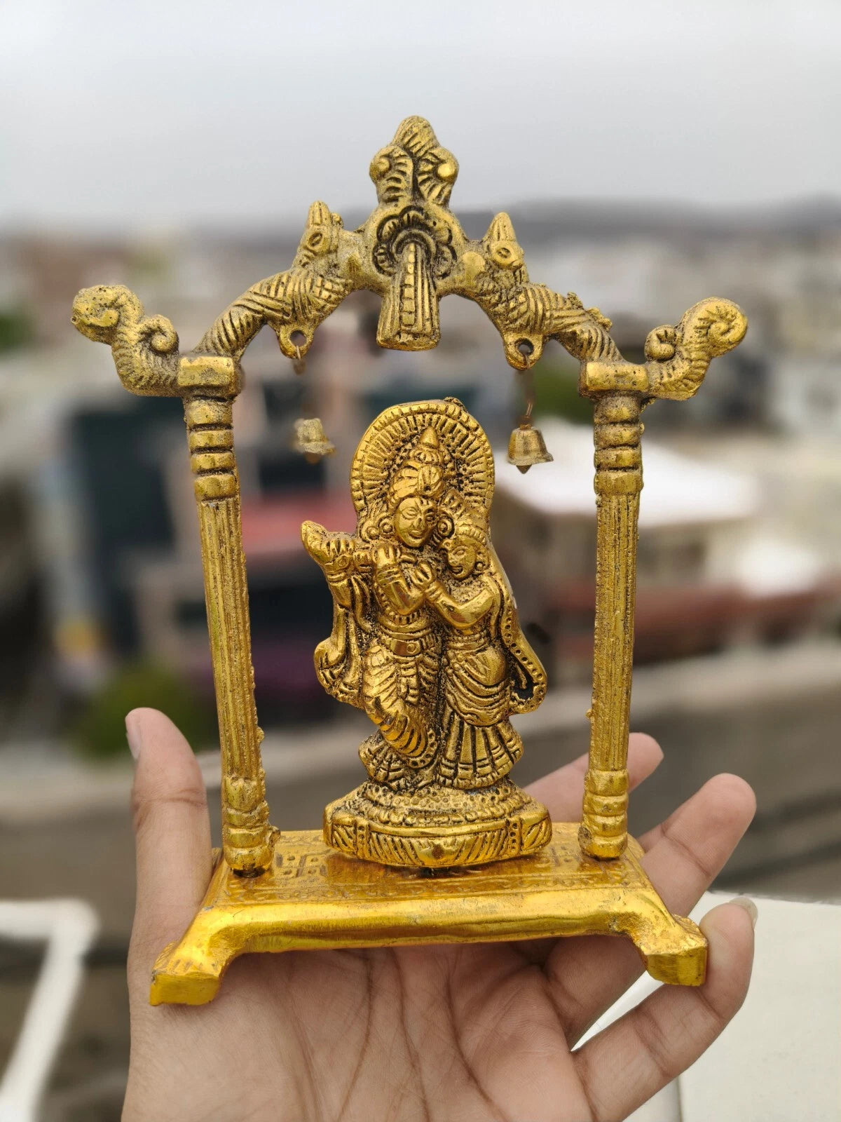 Lord Krishna Statue, Metal Radha Krishna Statue, Handmade Statue for Gift